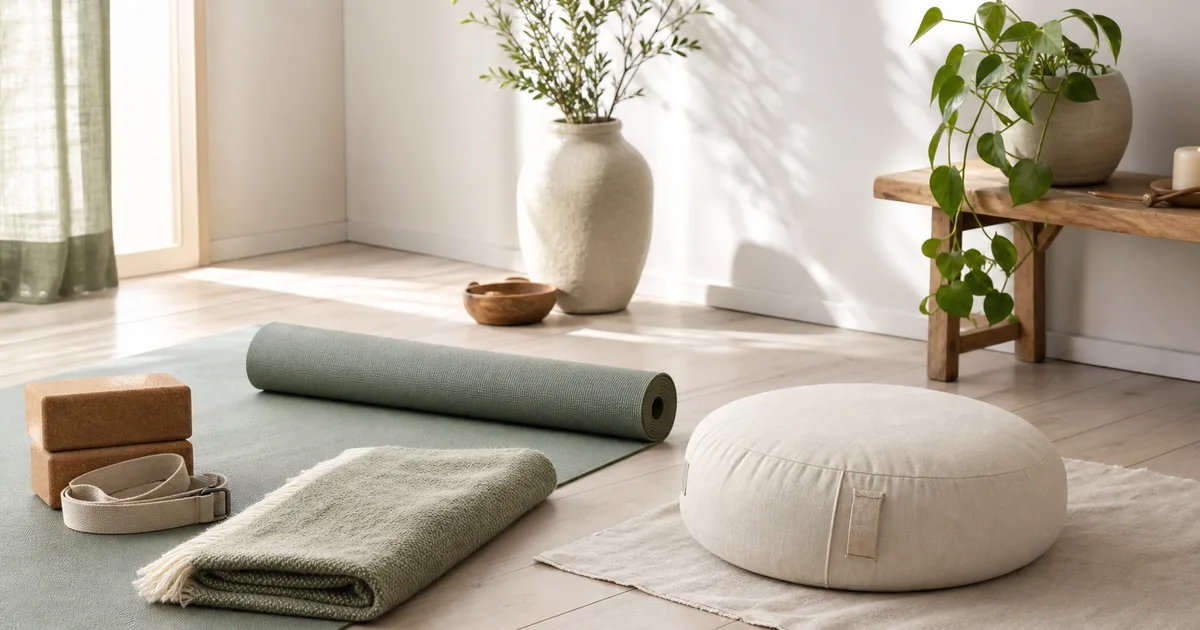 Esterilla de yoga y cojín de meditación para comparar yoga y mindfulness